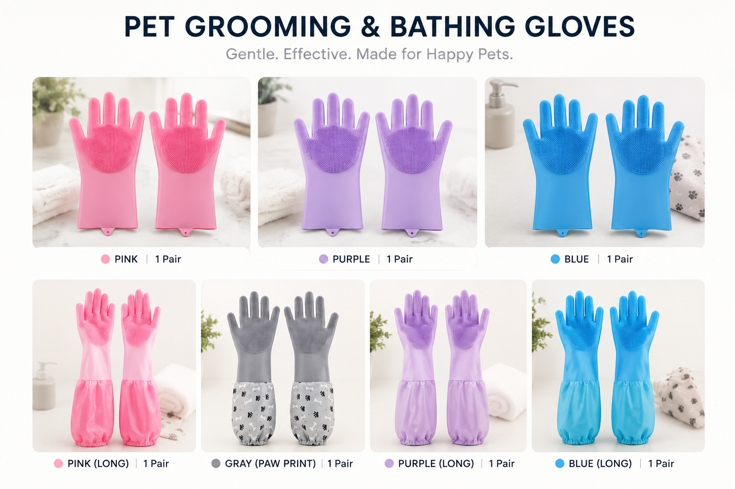 LunaPaw™ Premium Silicone Pet Grooming Gloves